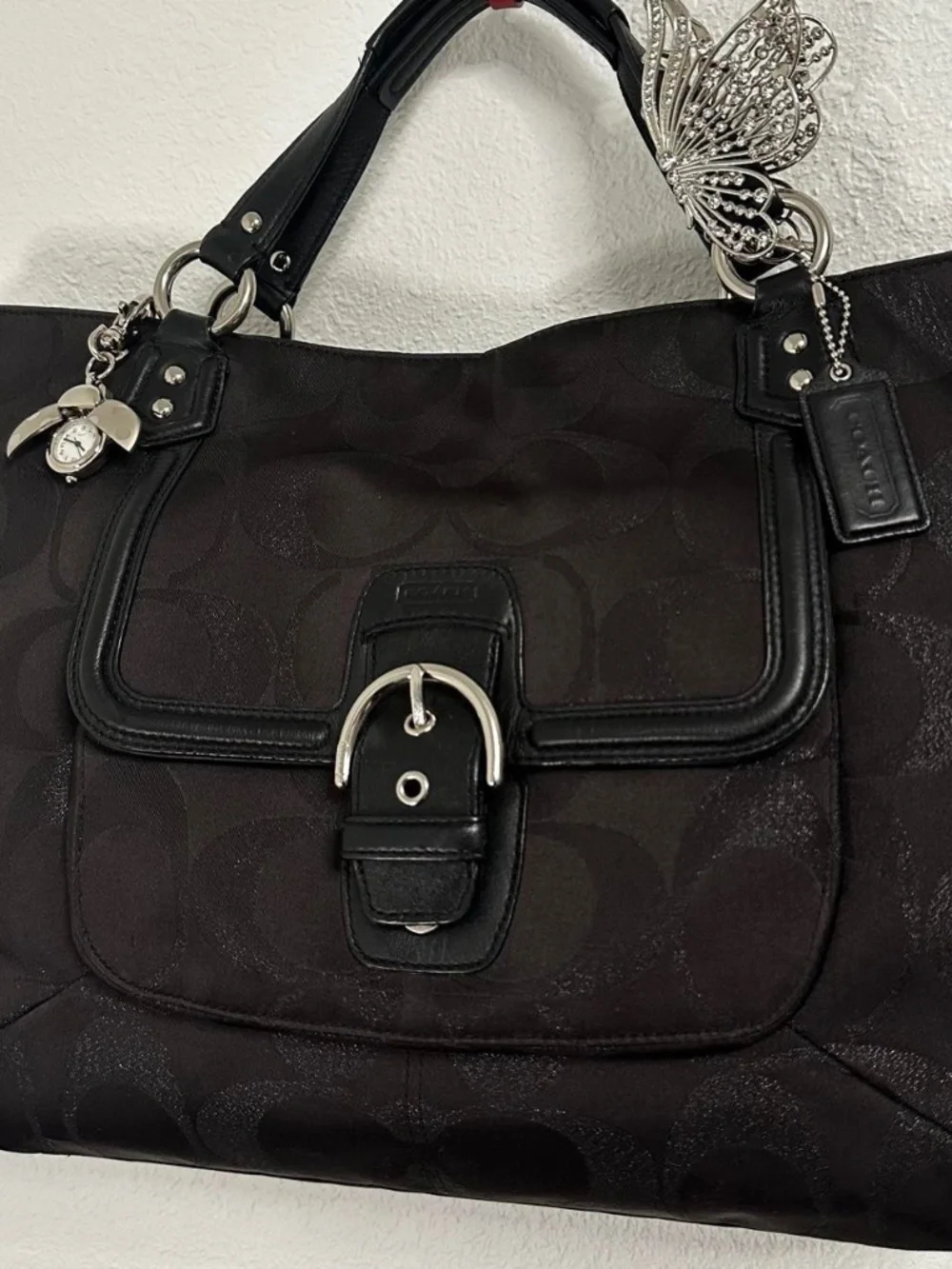 Vtg Y2K Coach Campbell Signature Izzy Fashion Large Black Satchel Purse 26241